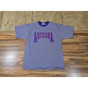 Arizona Gray Blue Striped T-shirt Sz L New 1990s